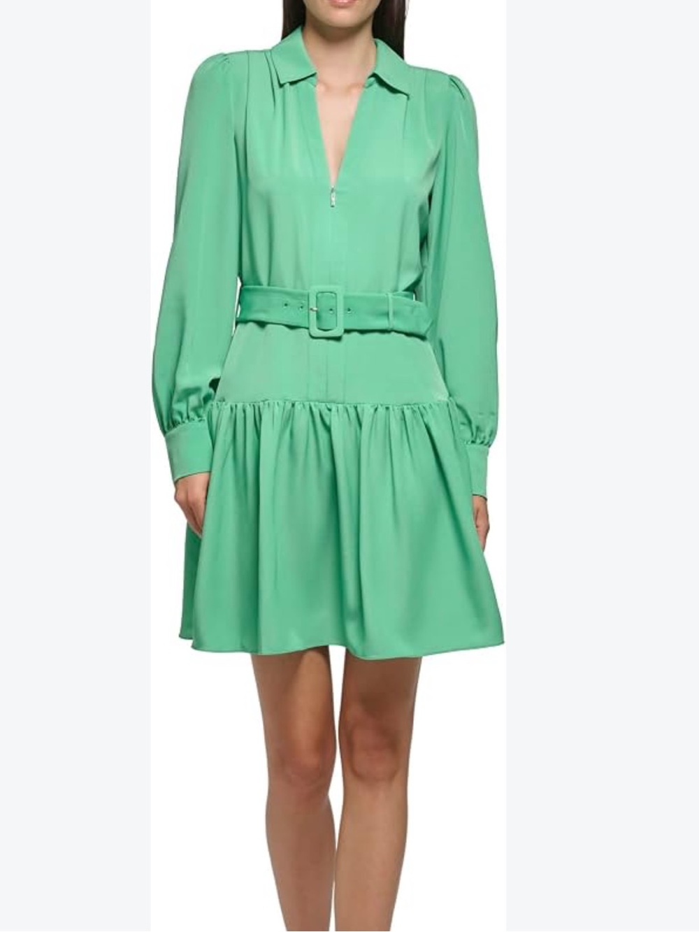 Karl Lagerfeld Women’s Green Belted Collar Dress Size 12